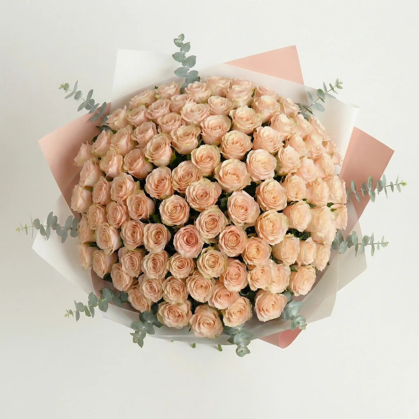 High-End Bouquet of 50 Peach Roses