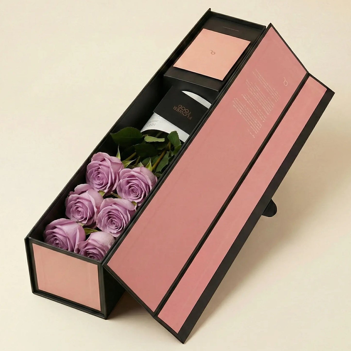 Flute Box open showing lilac roses